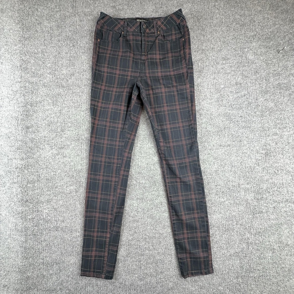 Soundstyle Pants Womens 4 Black Plaid Skinny Chino Stretch Twill Trousers